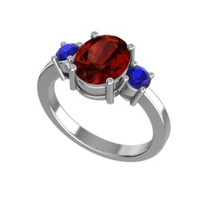 Tria Carita Yüzük - Garnet ve lab safir 925 ayar gümüş yüzük #u7ns7t