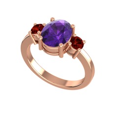 Tria Carita Yüzük - Ametist ve garnet 8 ayar rose altın yüzük #uh9vb