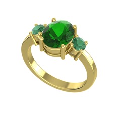 Tria Carita Yüzük - Yeşil kuvars ve kök zümrüt 8 ayar altın yüzük #vlt0lq