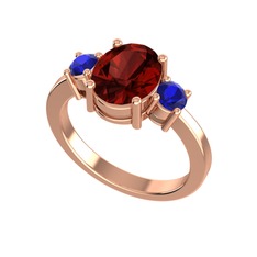 Garnet ve lab safir 14 ayar rose altın yüzük
