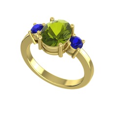 Peridot ve lab safir 8 ayar altın yüzük