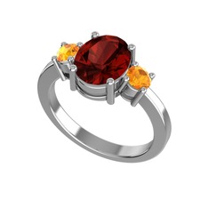 Tria Carita Yüzük - Garnet ve sitrin 14 ayar beyaz altın yüzük #xlg4v5
