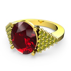 Bianna Yüzük - Garnet ve peridot 18 ayar altın yüzük #10i2x1l