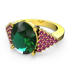Bianna Yüzük - Yeşil kuvars ve rodolit garnet 14 ayar altın yüzük #10p0mc4