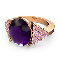 Bianna Yüzük - Ametist ve pembe kuvars 14 ayar rose altın yüzük #12vw4pk