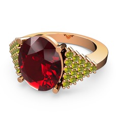Bianna Yüzük - Garnet ve peridot 8 ayar rose altın yüzük #137rjej