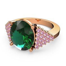 Bianna Yüzük - Yeşil kuvars ve pembe kuvars 18 ayar rose altın yüzük #13a8vvm