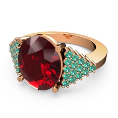 Garnet ve yeşil kuvars 18 ayar rose altın yüzük