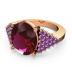 Rodolit garnet ve ametist 8 ayar rose altın yüzük