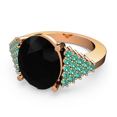 Bianna Yüzük - Siyah zirkon ve yeşil kuvars 925 ayar rose altın kaplama gümüş yüzük #145rqlx
