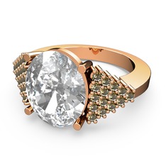 Swarovski ve dumanlı kuvars 8 ayar rose altın yüzük