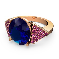 Bianna Yüzük - Lab safir ve rodolit garnet 14 ayar rose altın yüzük #16azzzx