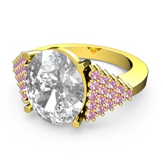 Bianna Yüzük - Beyaz zirkon ve pembe kuvars 925 ayar altın kaplama gümüş yüzük #175val7