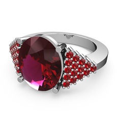 Bianna Yüzük - Rodolit garnet ve garnet 8 ayar beyaz altın yüzük #17wlgjv