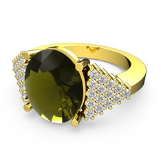 Peridot ve swarovski 14 ayar altın yüzük