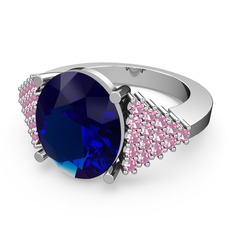 Bianna Yüzük - Lab safir ve pembe kuvars 925 ayar gümüş yüzük #19e7n61