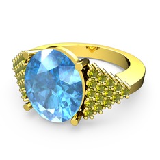 Bianna Yüzük - Akuamarin ve peridot 8 ayar altın yüzük #19rxdyt