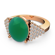 Bianna Yüzük - Kök zümrüt ve pırlanta 14 ayar rose altın yüzük (0.45 karat) #1b9k7w6
