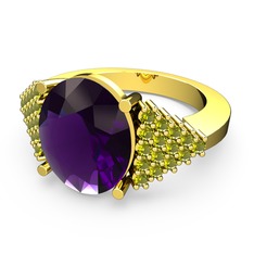 Bianna Yüzük - Ametist ve peridot 14 ayar altın yüzük #1beny5d