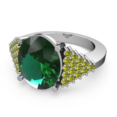 Yeşil kuvars ve peridot 18 ayar beyaz altın yüzük
