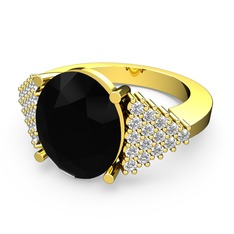 Siyah zirkon ve swarovski 8 ayar altın yüzük