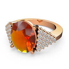 Sitrin ve swarovski 14 ayar rose altın yüzük