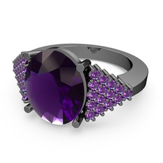 Bianna Yüzük - Ametist 925 ayar siyah rodyum kaplama gümüş yüzük #1c6mi9l