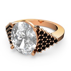 Bianna Yüzük - Swarovski ve siyah zirkon 925 ayar rose altın kaplama gümüş yüzük #1dl0wib