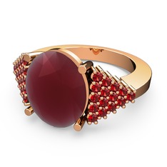 Kök yakut ve garnet 8 ayar rose altın yüzük