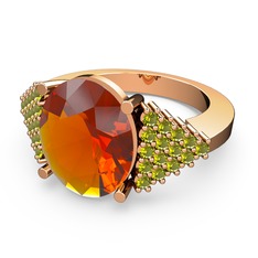 Bianna Yüzük - Sitrin ve peridot 925 ayar rose altın kaplama gümüş yüzük #1f9igws