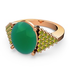 Kök zümrüt ve peridot 14 ayar rose altın yüzük