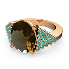 Dumanlı kuvars ve yeşil kuvars 8 ayar rose altın yüzük