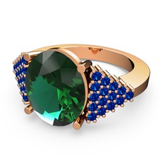 Bianna Yüzük - Yeşil kuvars ve lab safir 925 ayar rose altın kaplama gümüş yüzük #1gdpdth