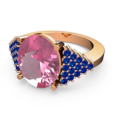 Bianna Yüzük - Pembe kuvars ve lab safir 925 ayar rose altın kaplama gümüş yüzük #1gqqi36