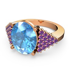 Bianna Yüzük - Akuamarin ve ametist 925 ayar rose altın kaplama gümüş yüzük #1grcmo0