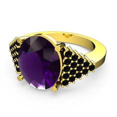 Bianna Yüzük - Ametist ve siyah zirkon 925 ayar altın kaplama gümüş yüzük #1hdwhb5
