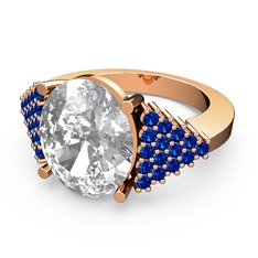 Bianna Yüzük - Swarovski ve lab safir 14 ayar rose altın yüzük #1hfn7yq