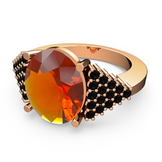 Bianna Yüzük - Sitrin ve siyah zirkon 18 ayar rose altın yüzük #1hxhrko