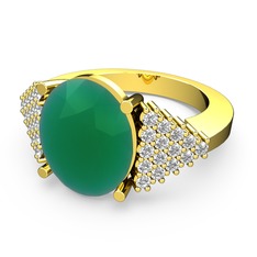 Bianna Yüzük - Kök zümrüt ve swarovski 14 ayar altın yüzük #1i7xehy