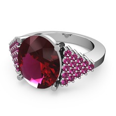 Rodolit garnet 14 ayar beyaz altın yüzük