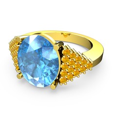 Bianna Yüzük - Akuamarin ve sitrin 18 ayar altın yüzük #1iywk4t