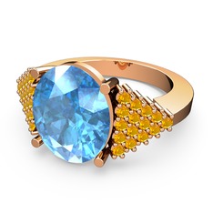 Bianna Yüzük - Akuamarin ve sitrin 8 ayar rose altın yüzük #1jphvq7