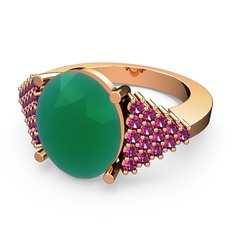 Bianna Yüzük - Kök zümrüt ve rodolit garnet 8 ayar rose altın yüzük #1ky9p8v