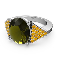 Bianna Yüzük - Peridot ve sitrin 8 ayar beyaz altın yüzük #1l1ac93