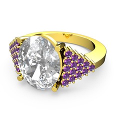 Bianna Yüzük - Swarovski ve ametist 18 ayar altın yüzük #1lo5j1d