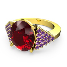 Garnet ve ametist 8 ayar altın yüzük