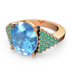 Akuamarin ve yeşil kuvars 8 ayar rose altın yüzük