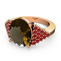 Bianna Yüzük - Dumanlı kuvars ve garnet 14 ayar rose altın yüzük #1nlq2ay
