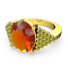 Bianna Yüzük - Sitrin ve peridot 14 ayar altın yüzük #1nm9m8b