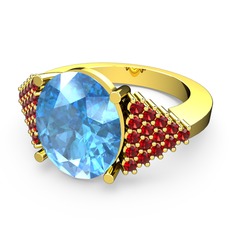Bianna Yüzük - Akuamarin ve garnet 8 ayar altın yüzük #1nwbmms